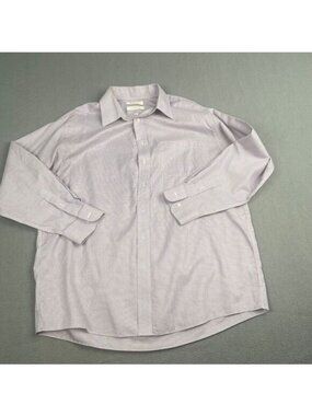 Gold Label Men's Dress Shirt size 17/35 Multicolor Plaid 100% Cotton Formal